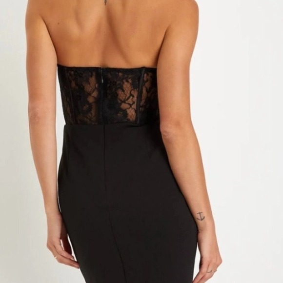 Lulus Sultry Persona Black Lace Strapless Bustier Mermaid Midi‎ Dress Size Large - Picture 3 of 16